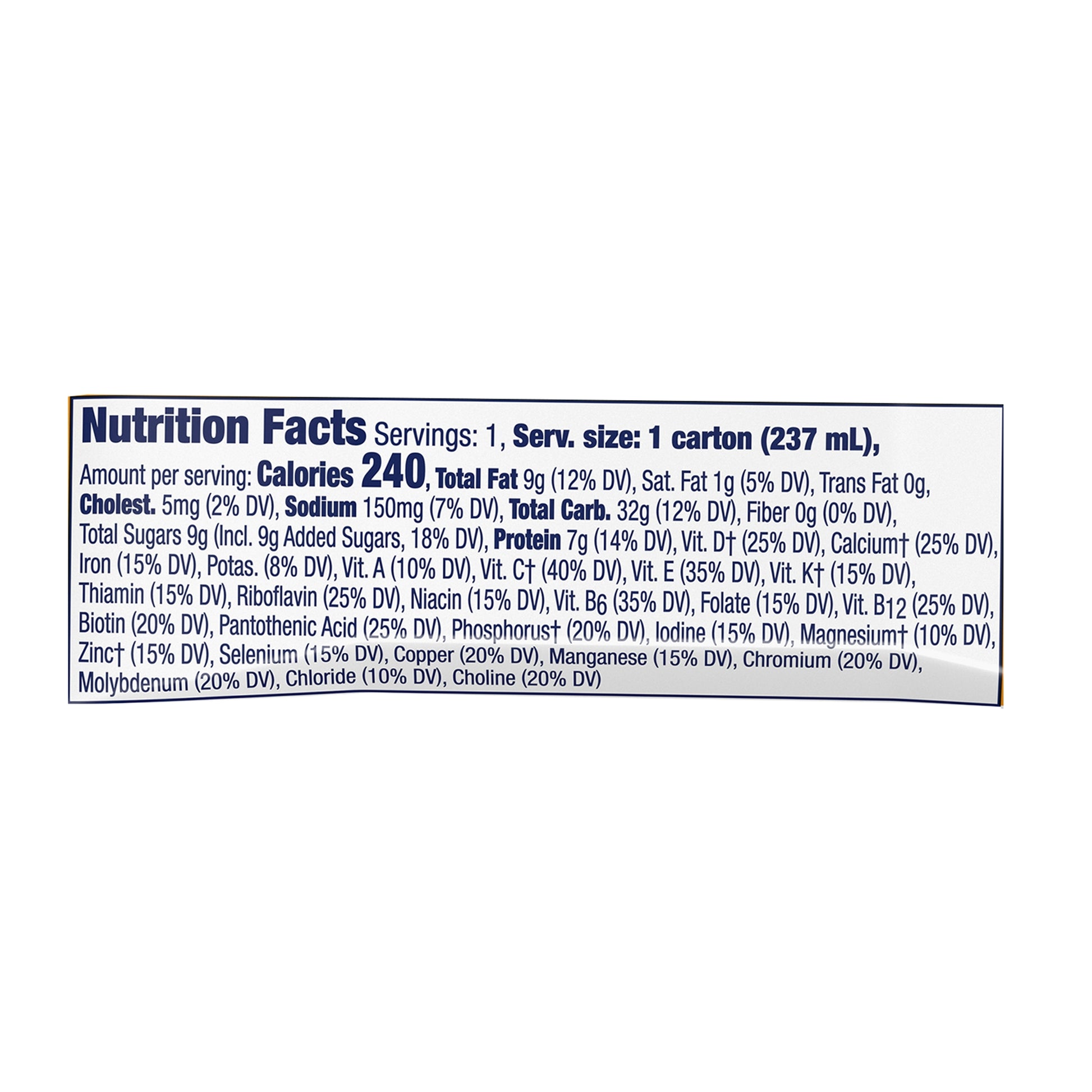 Nutrition facts label on a white background