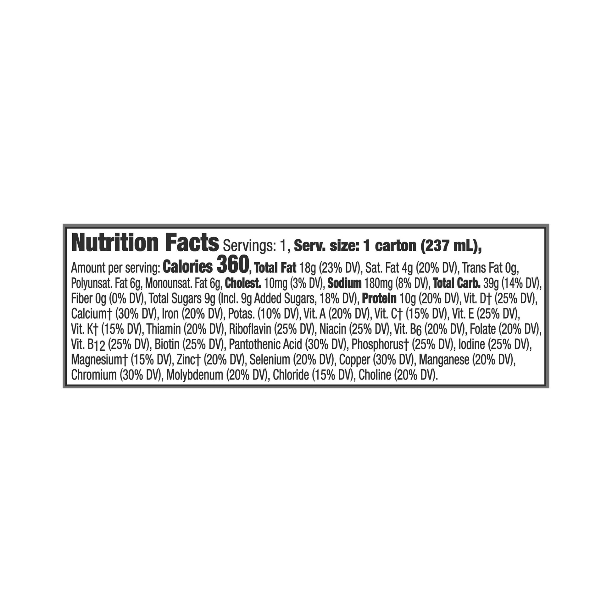 Nutrition facts label for a product on a white background