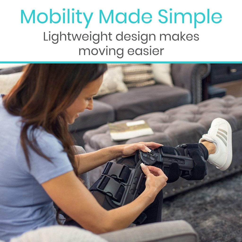 Person using a mobility aid with text 'Mobility Made Simple' and 'Lightweight design makes moving easier'.