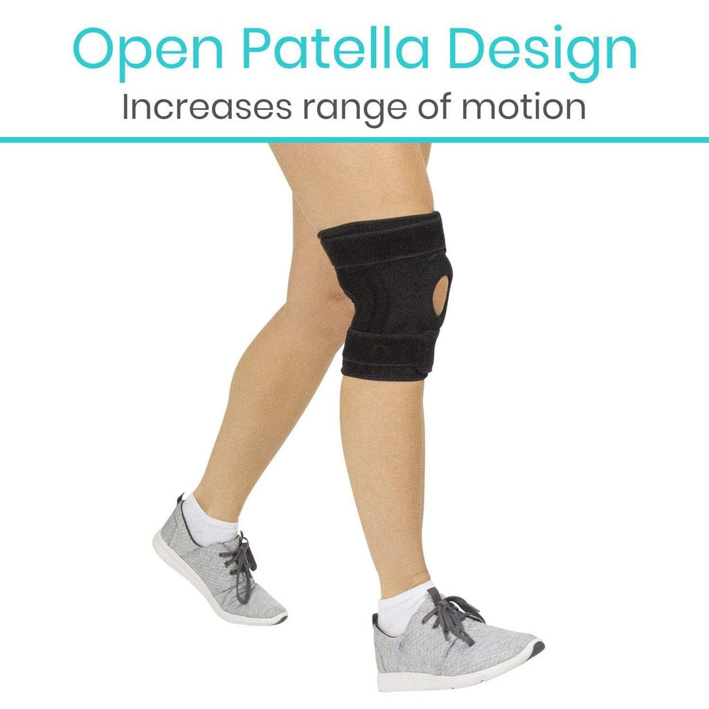 Knee brace with open patella design on a white background