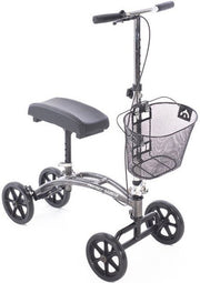 Knee scooter with basket on a white background