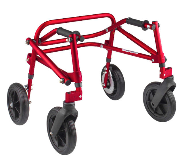 Red walker with large wheels on a white background