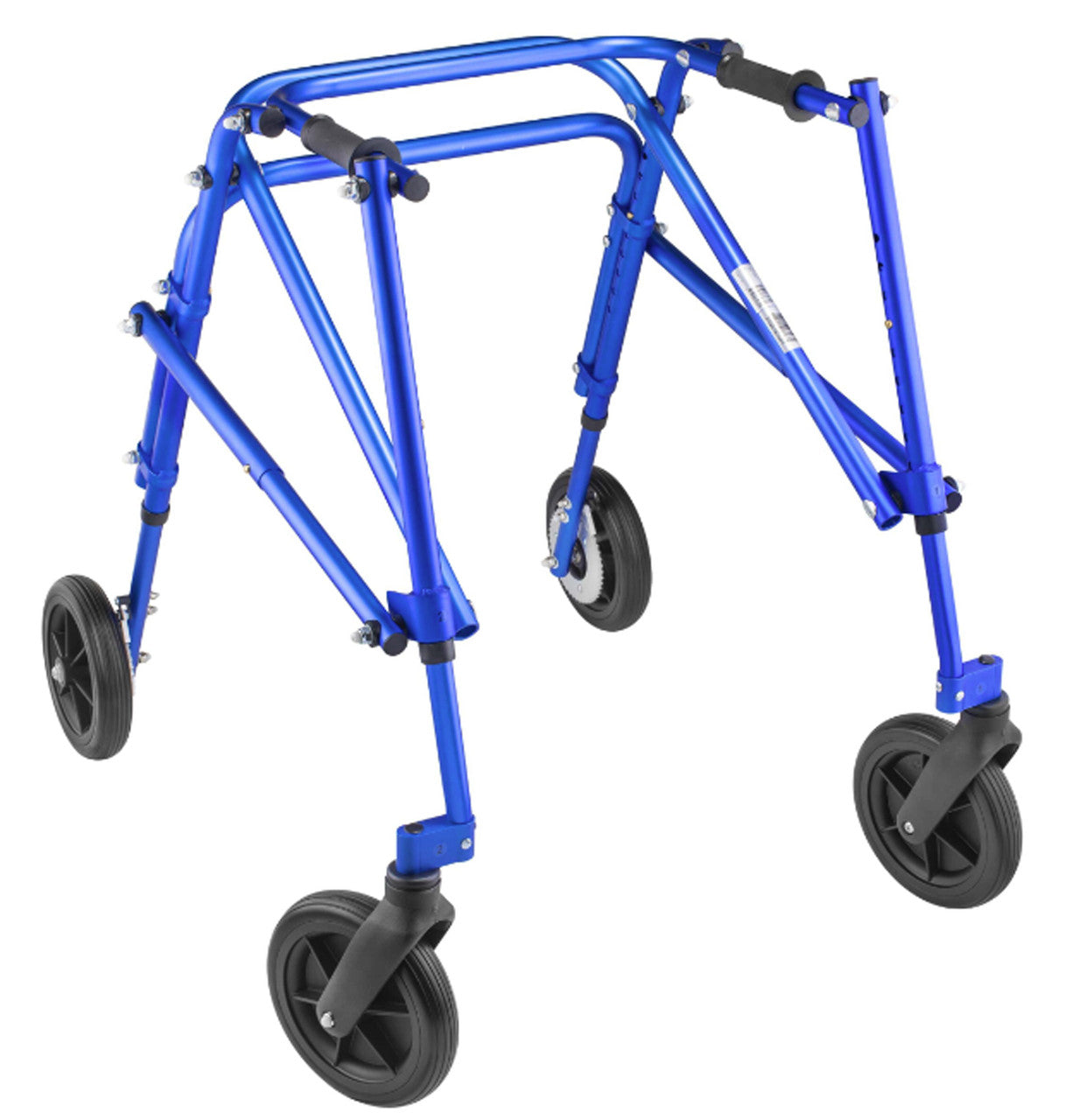 Blue walker with wheels on a white background