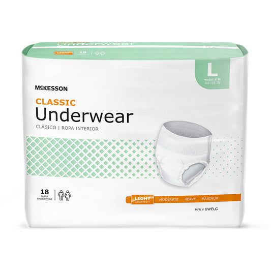 Box of McKesson Classic Underwear on a white background