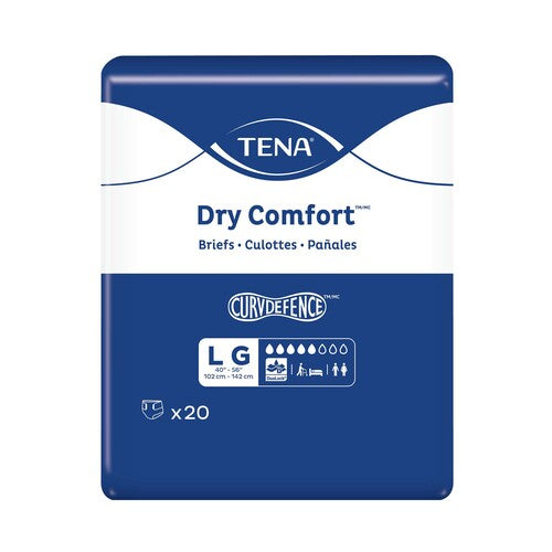 TENA Dry Comfort product packaging on a white background