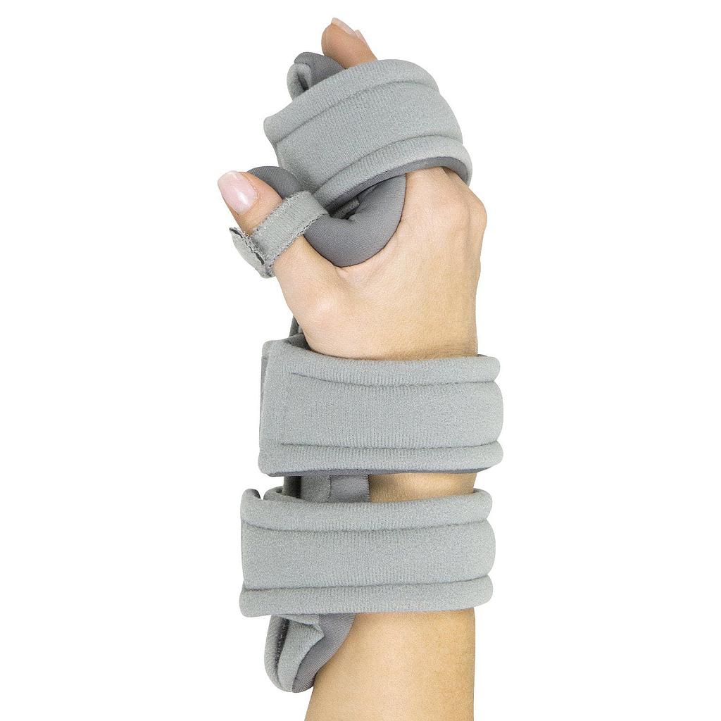 Gray wrist and hand brace on a white background