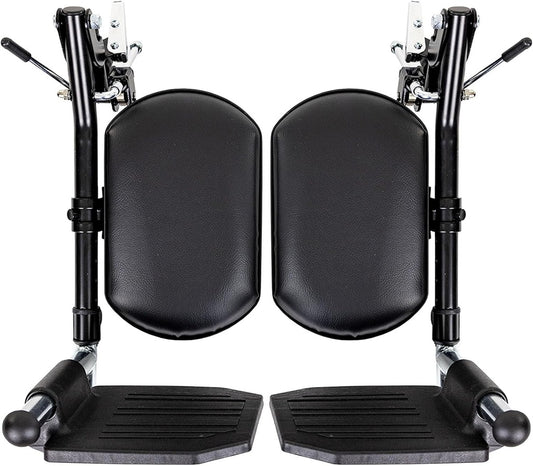Pair of black motorcycle seat risers on a white background
