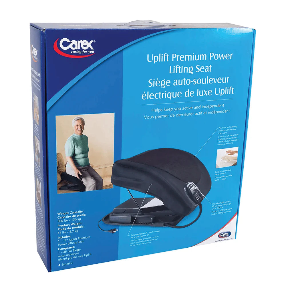 Carex Uplift Premium Power Lifting Seat packaging on a white background