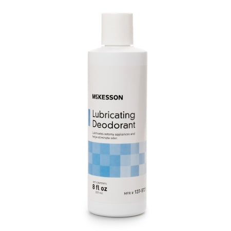 Bottle of McKesson lubricating deodorant on a white background