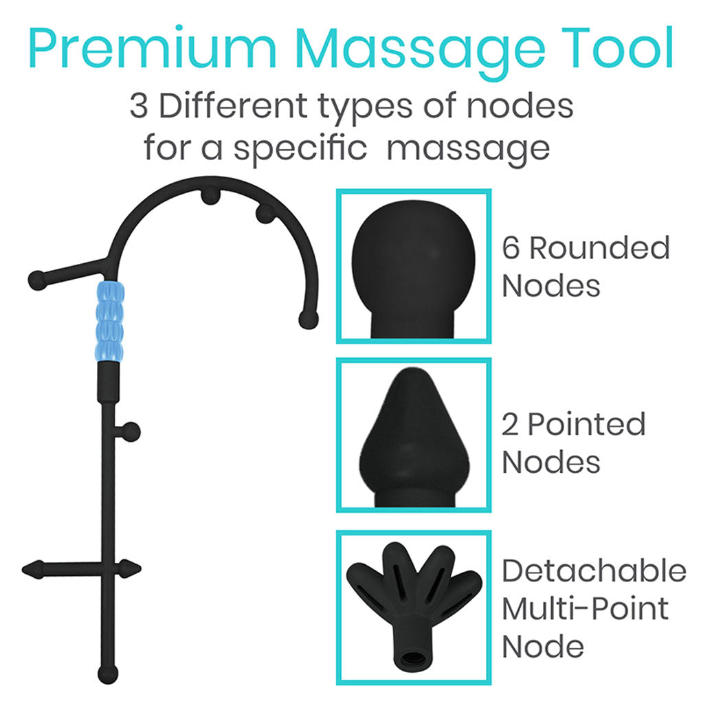 Premium massage tool with three different types of nodes for various massages on a white background.