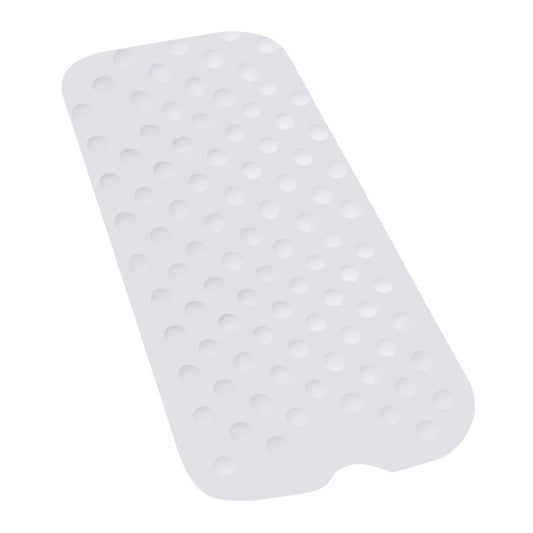 White bath mat with textured surface on a white background