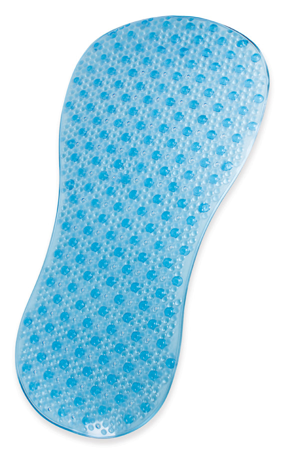 Blue shoe insole with a textured pattern on a white background