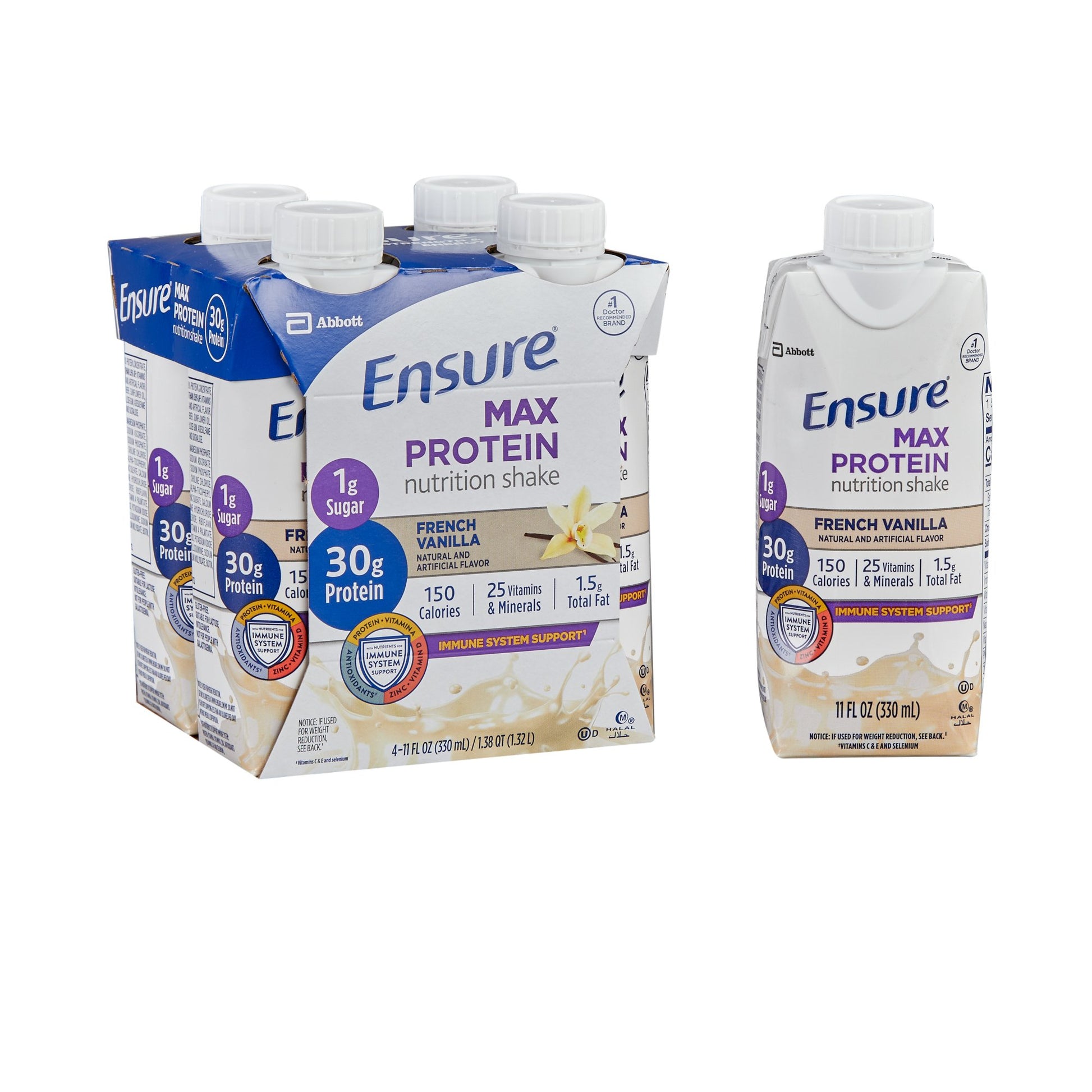 Ensure Max Protein nutrition shake cartons on a white background