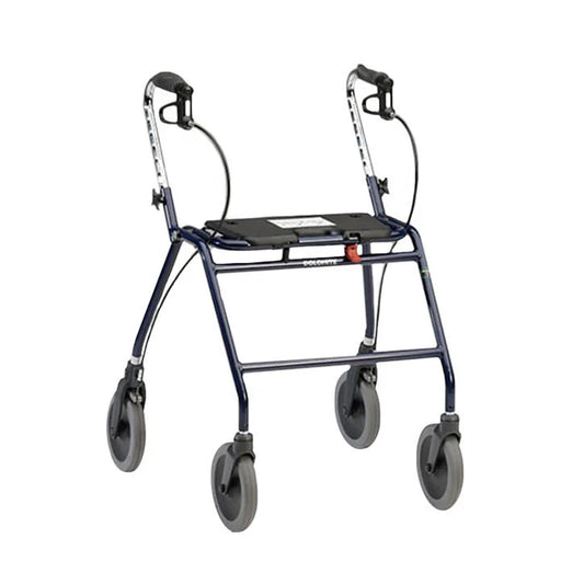 Walker with four wheels on a white background
