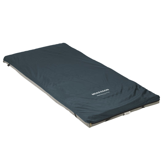 Blue camping mat with a brand logo on a white background