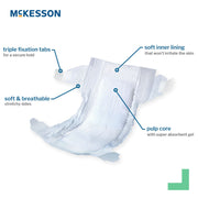 McKesson diaper with labeled features on a white background
