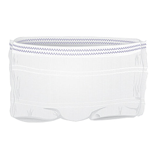 White men's underwear with blue trim on a white background