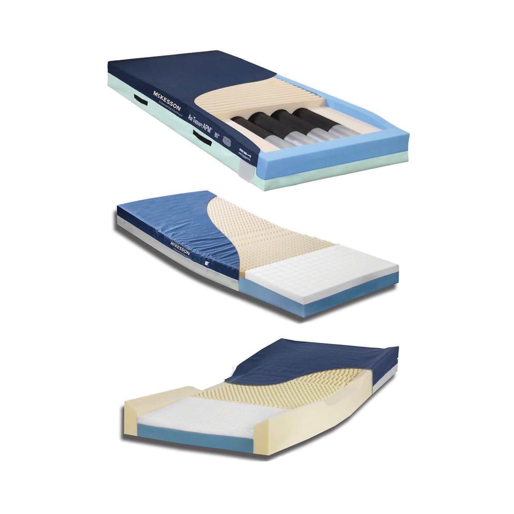 Mattress with visible layers and a packaging box on a white background
