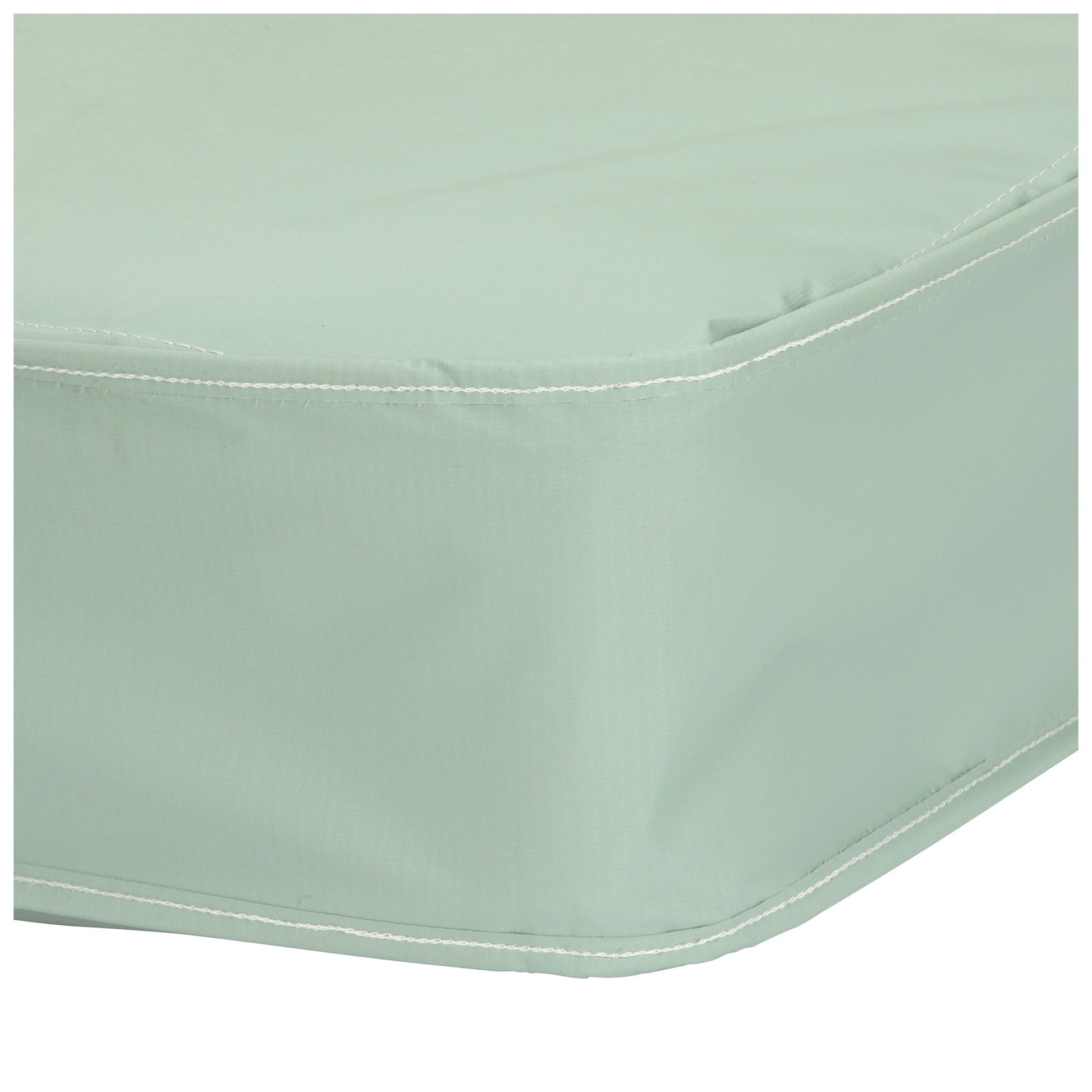 Light green fitted sheet corner on a white background