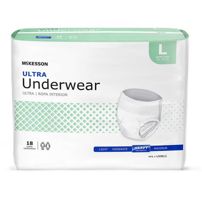 McKesson Ultra Absorbent Underwear, Large, Heavy Absorbency, unisex