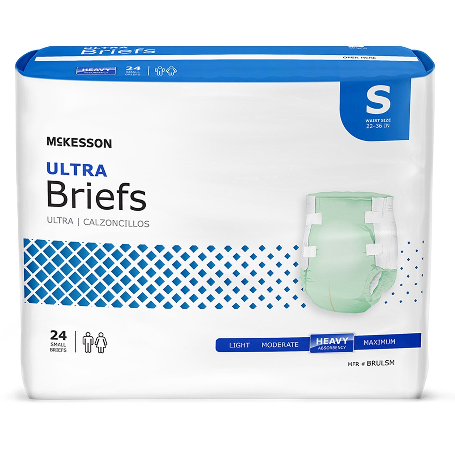 Package of McKesson Ultra Briefs on a white background