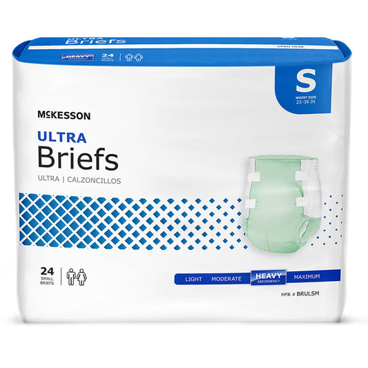 Package of McKesson Ultra Briefs on a white background