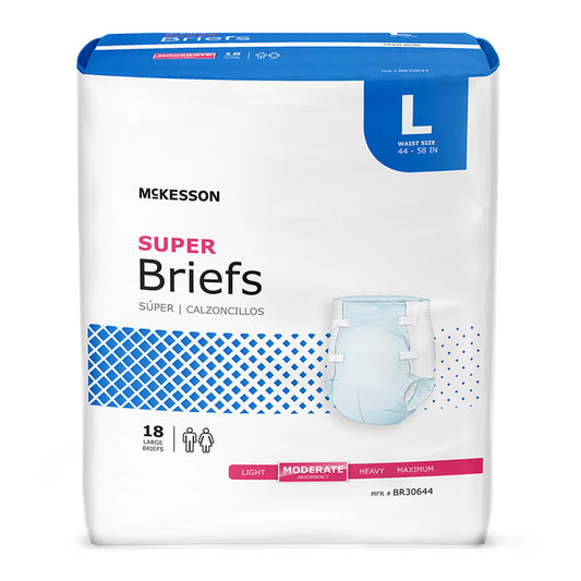 Package of McKesson Super Briefs on a white background