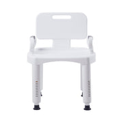 White shower chair with armrests on a white background