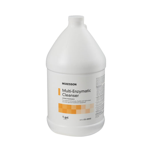 Gallon bottle of McKesson Multi-Enzymatic Cleanser on a white background