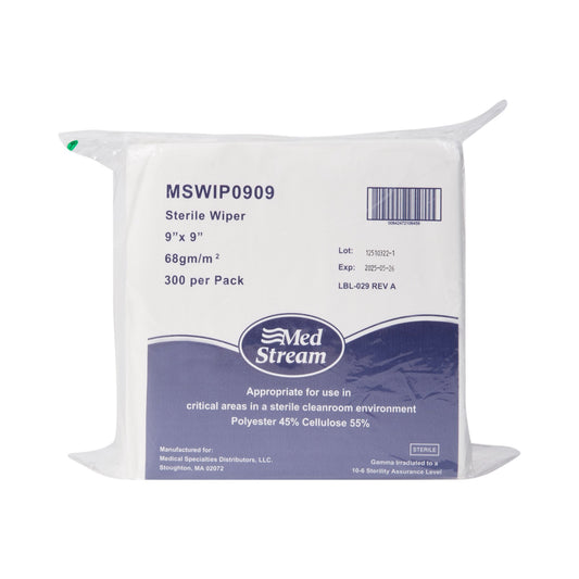 Med Stream sterile wiper packaging on a white background