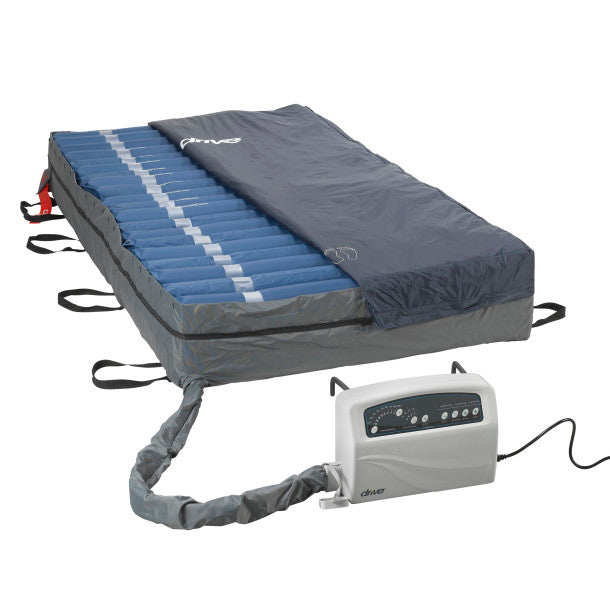 Inflatable mattress with pump on a white background