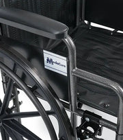 Black wheelchair with MedaCure logo on a white background
