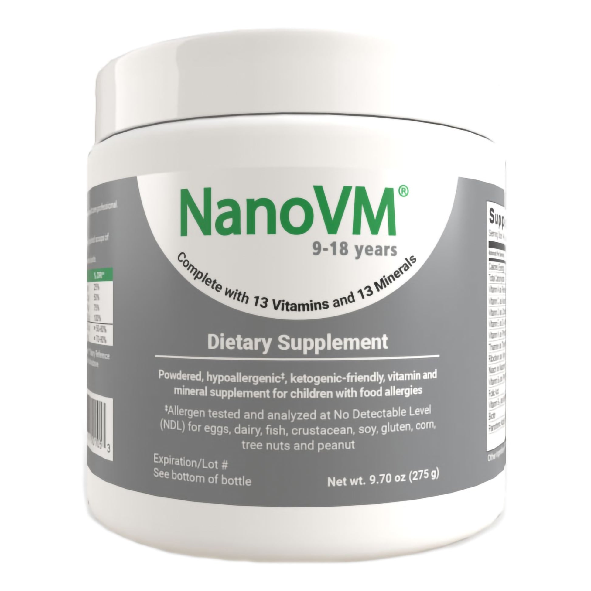 NanoVM dietary supplement container on a white background