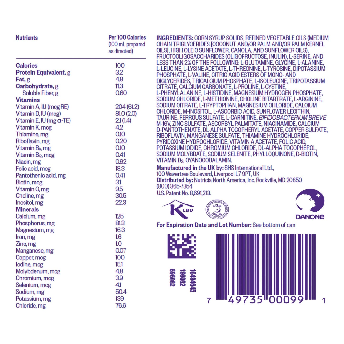 Nutritional information and ingredient list on a product label with Kool-Aid logo.