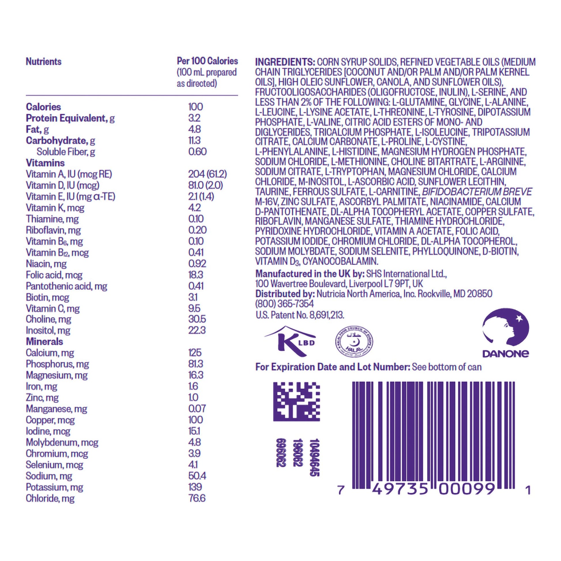 Nutritional information and ingredient list on a product label with Kool-Aid logo.
