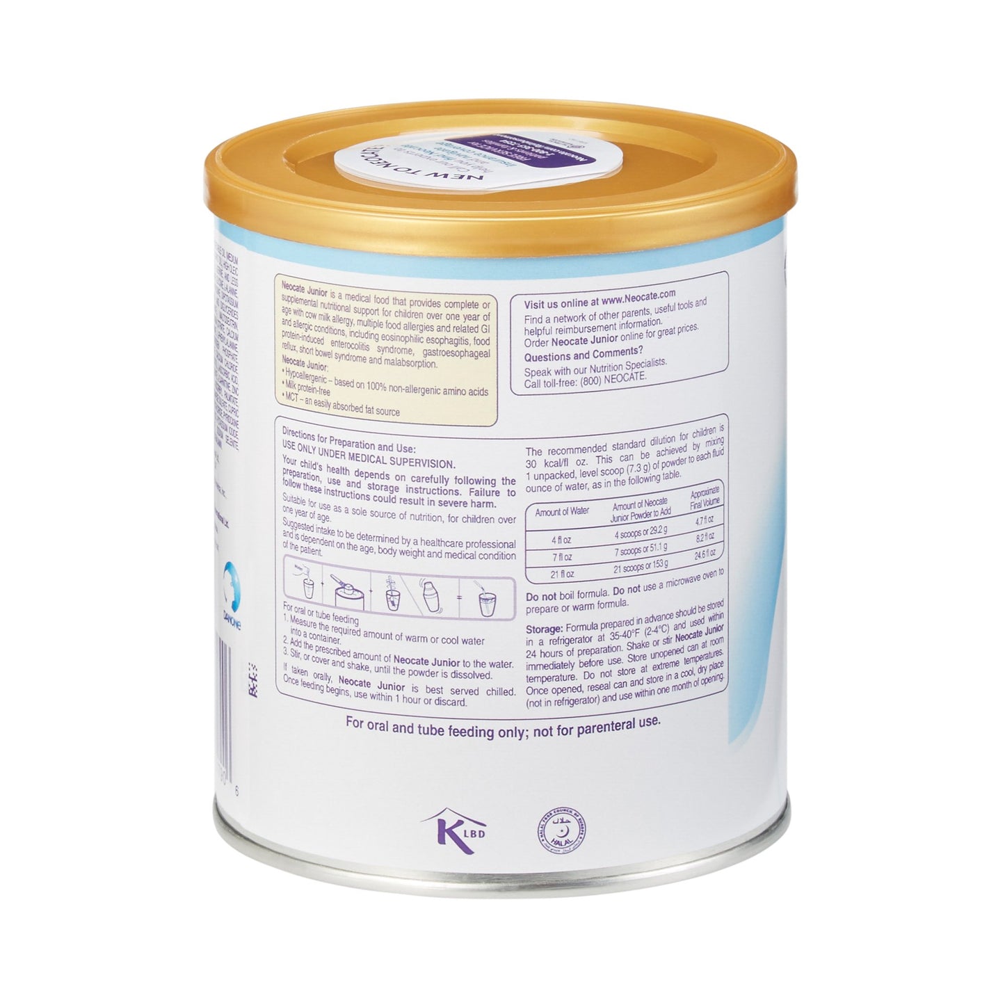 Nestle Aptamil baby formula can with gold lid on a white background