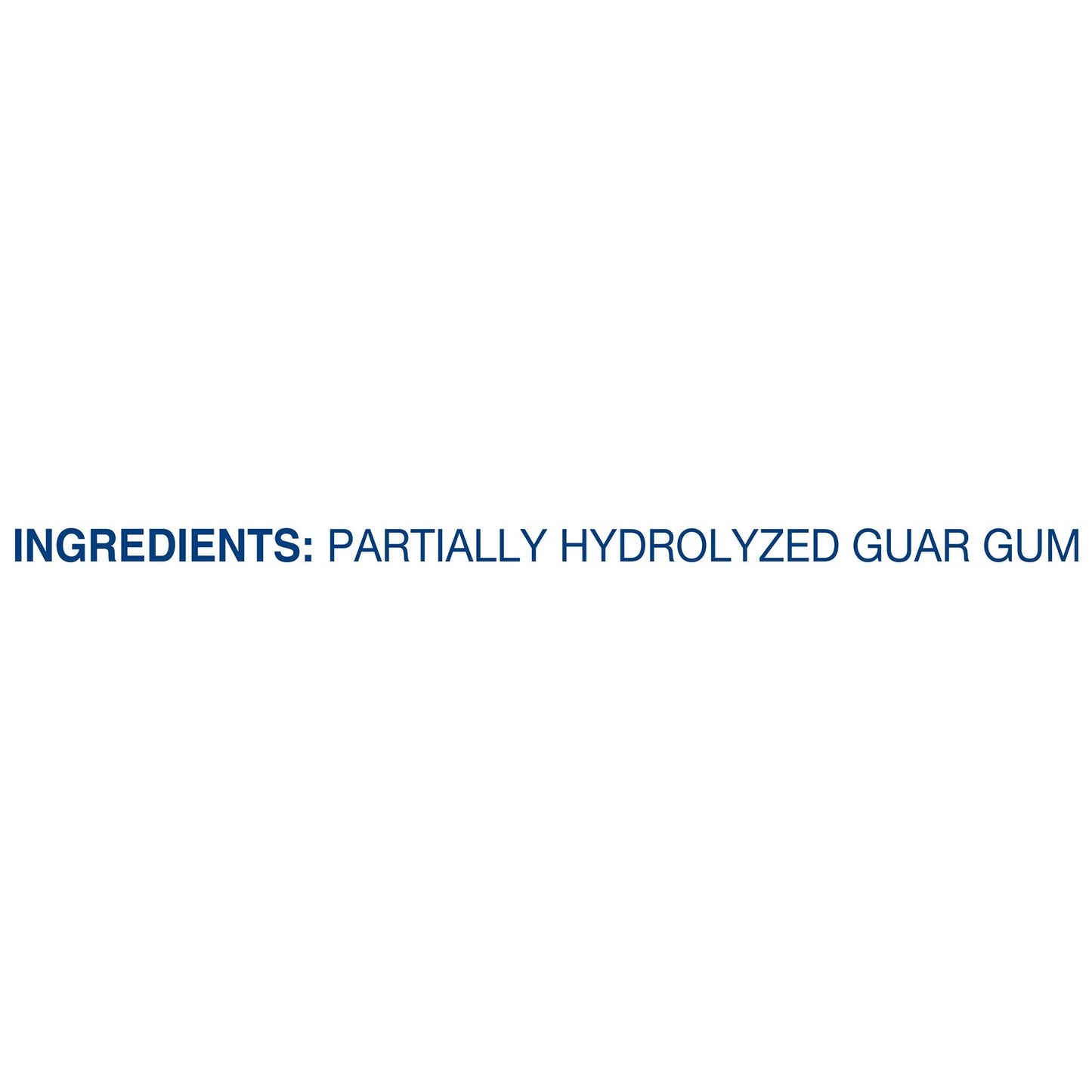 Text indicating 'Ingredients: Partially Hydrolyzed Guar Gum' on a white background