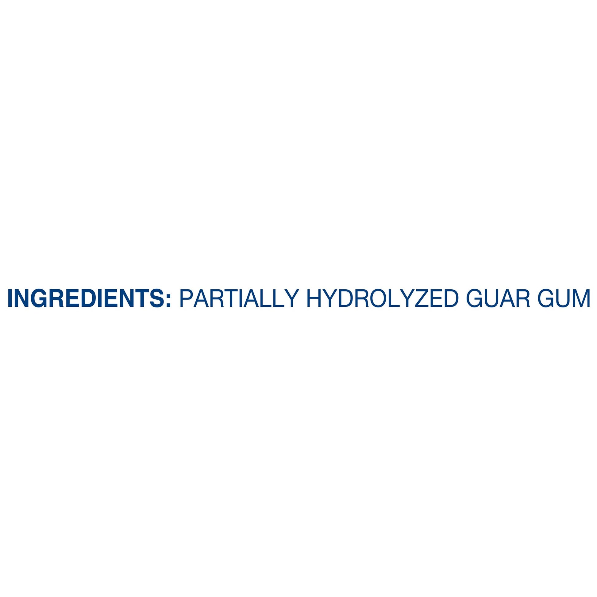 Text indicating 'Ingredients: Partially Hydrolyzed Guar Gum' on a white background