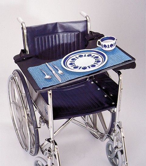 no slip material on tray on a wheeelchair