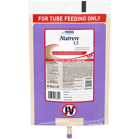 Nutren 1.5 tube feeding product packaging with Nestle label on a white background