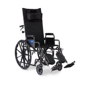Black wheelchair with reclining backrest on a white background