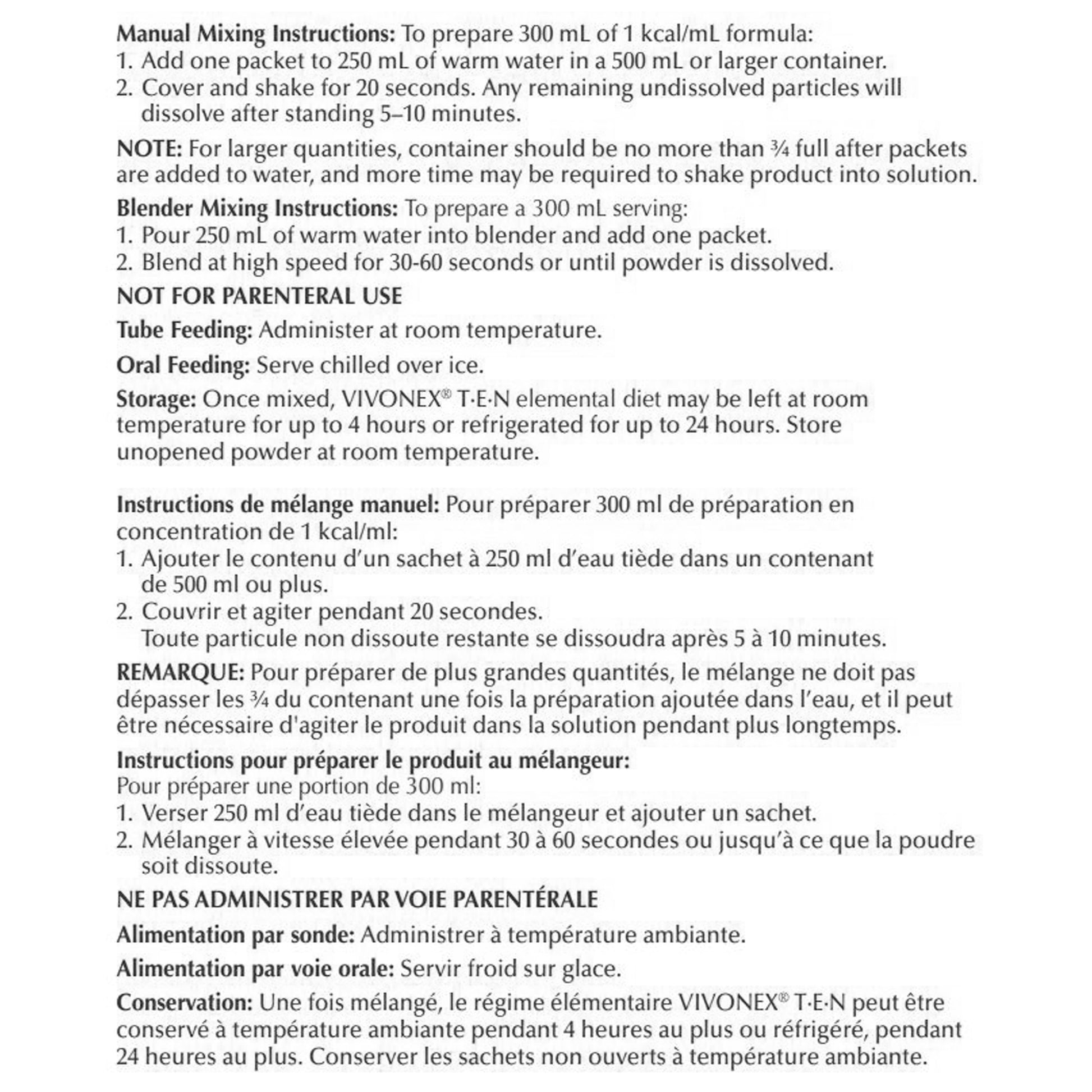 Instructions for preparing a medical formula with text on a white background