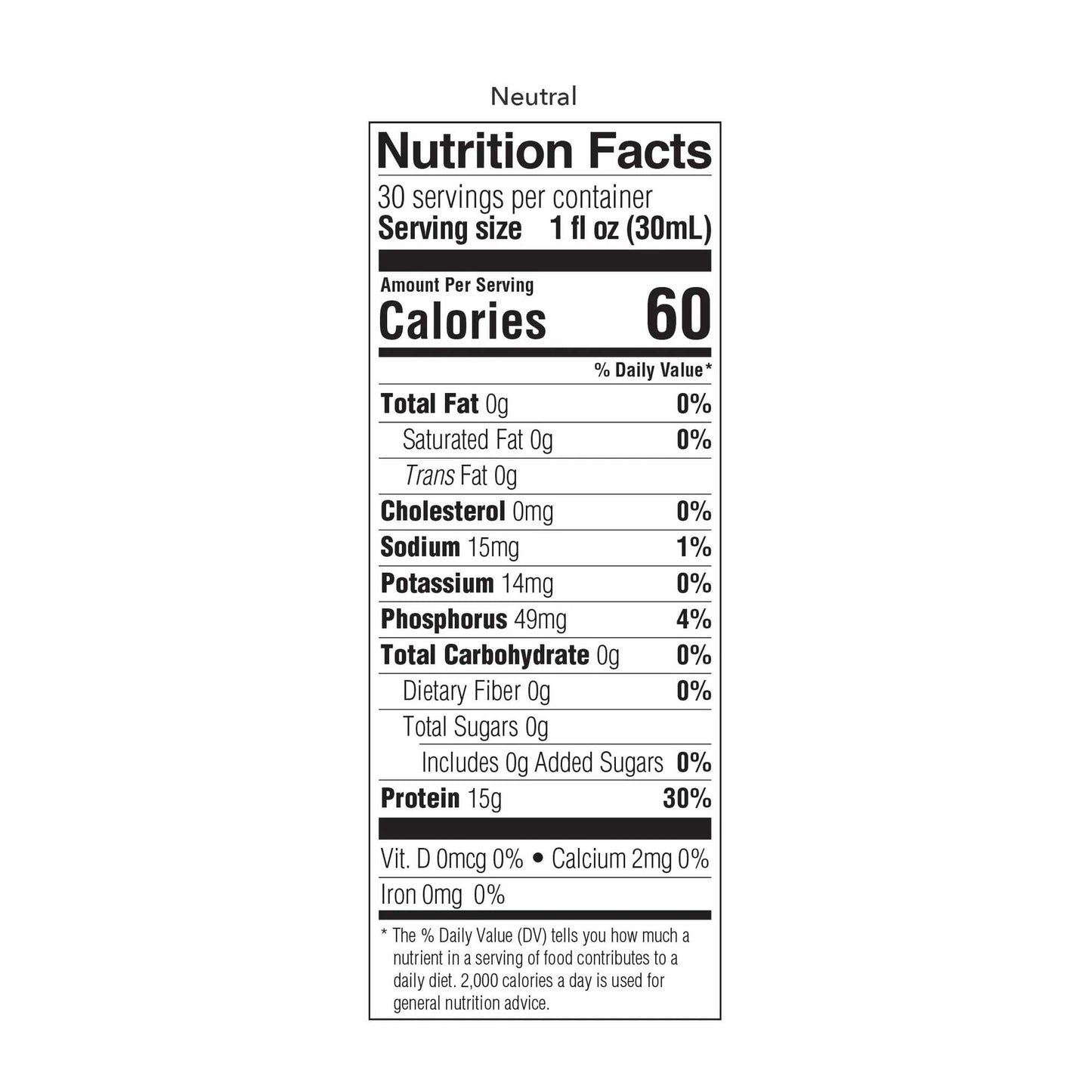 Nutrition facts label for a product with detailed calorie and nutrient information.