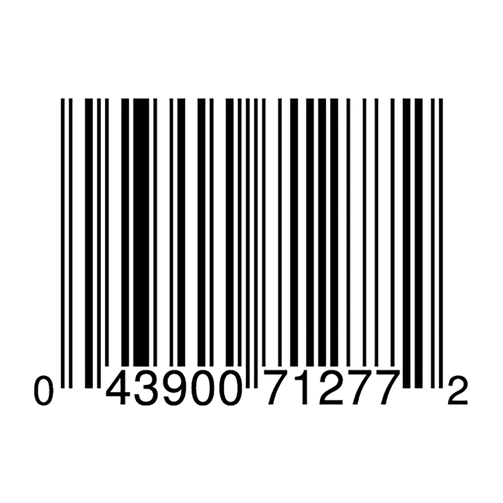 Barcode with a series of black bars on a white background