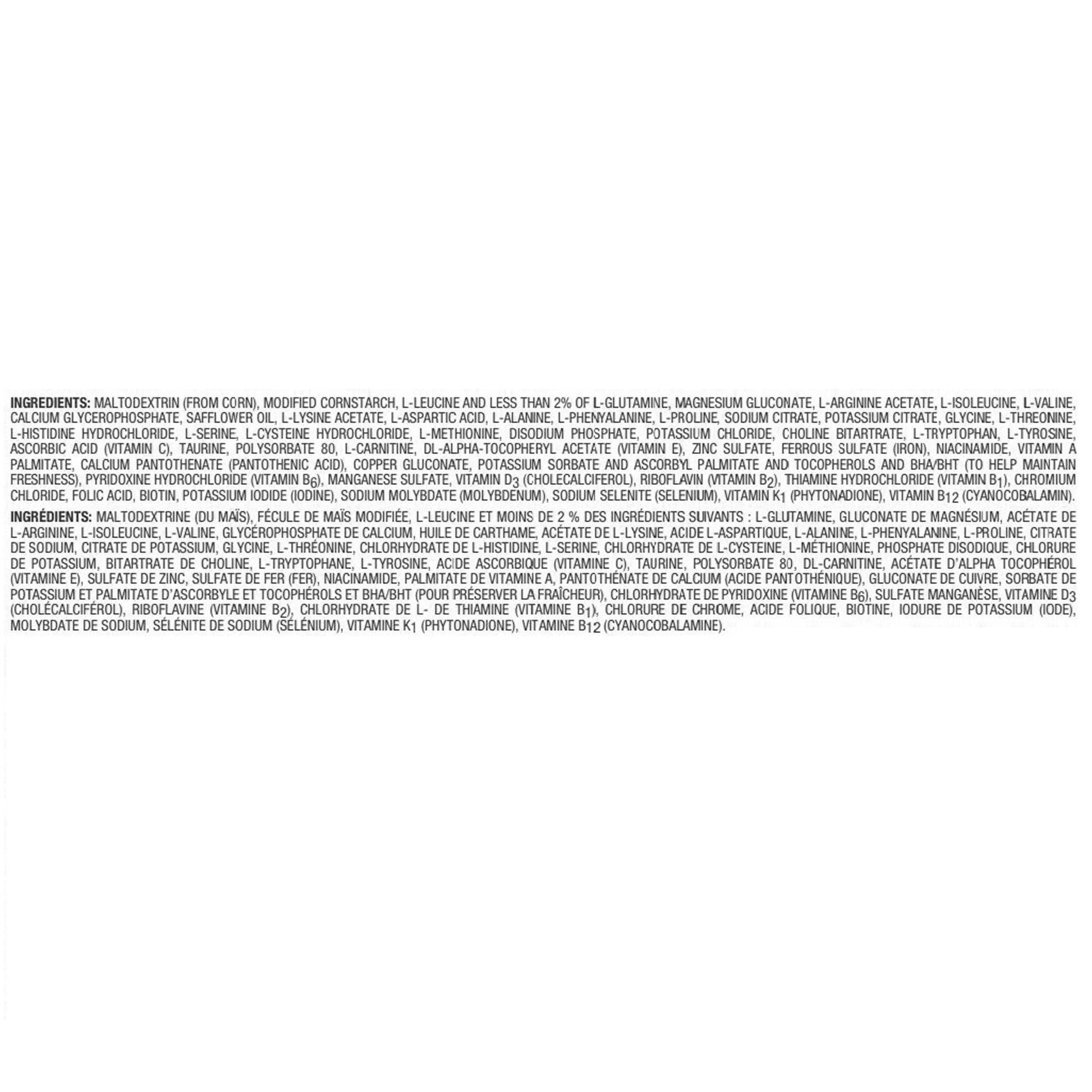 Long list of ingredients on a white background