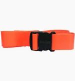 Orange belt with a black buckle on a white background