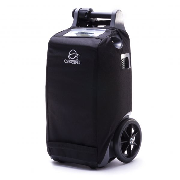 Black rolling bag with a visible brand logo on a white background
