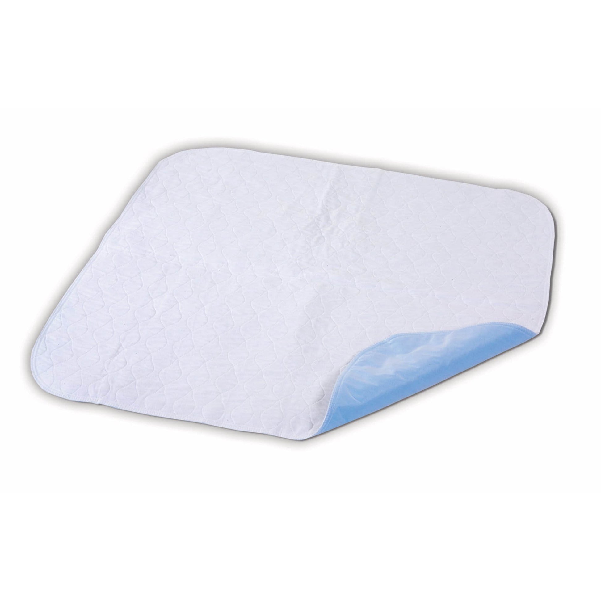 Rectangular white mat with a blue corner on a white background