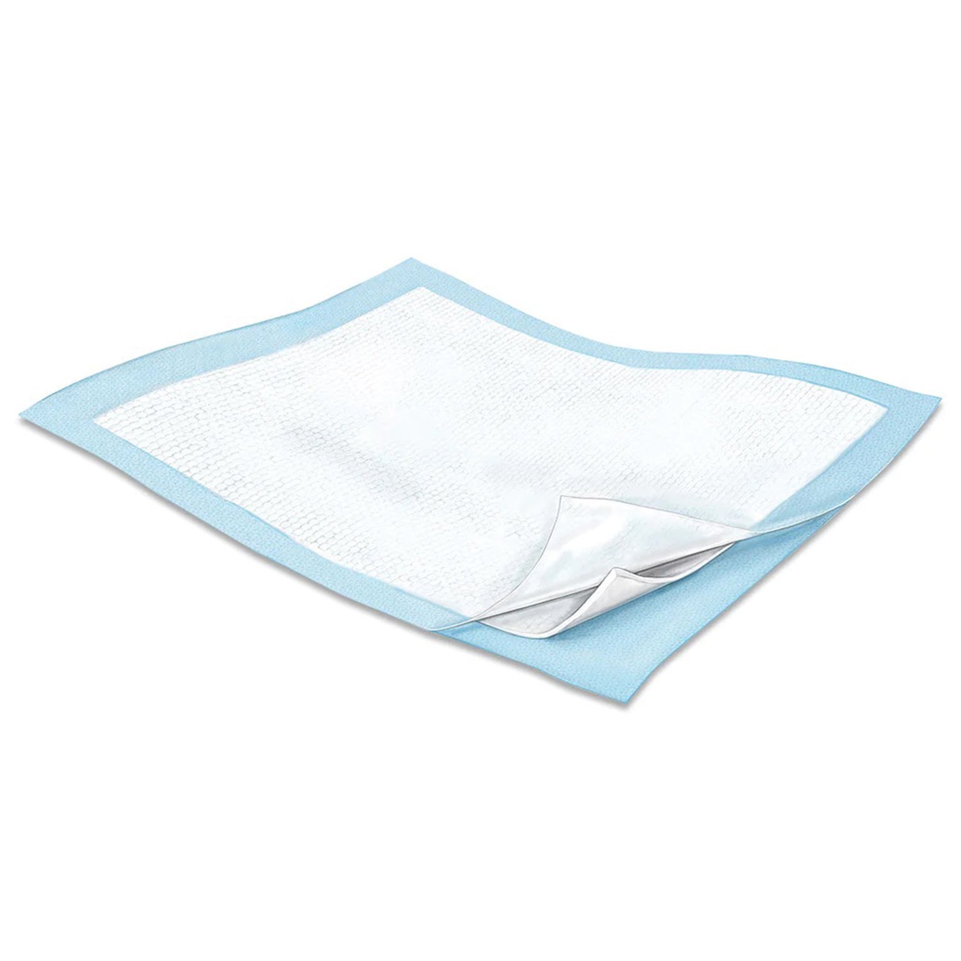White absorbent pad with blue border on a white background