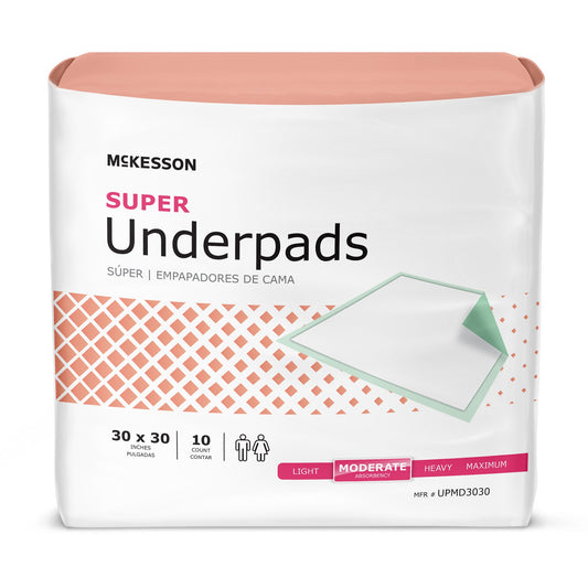 Package of McKesson Super Underpads on a white background